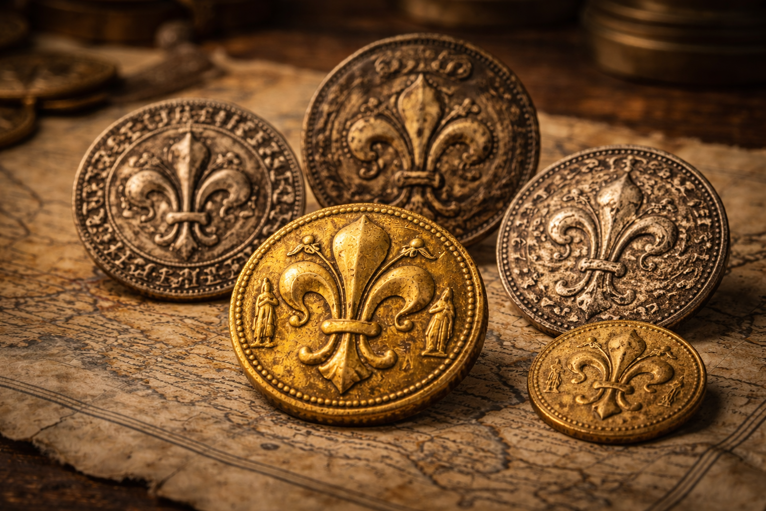 Ancient coins from different eras showing enduring symbolic motifs.