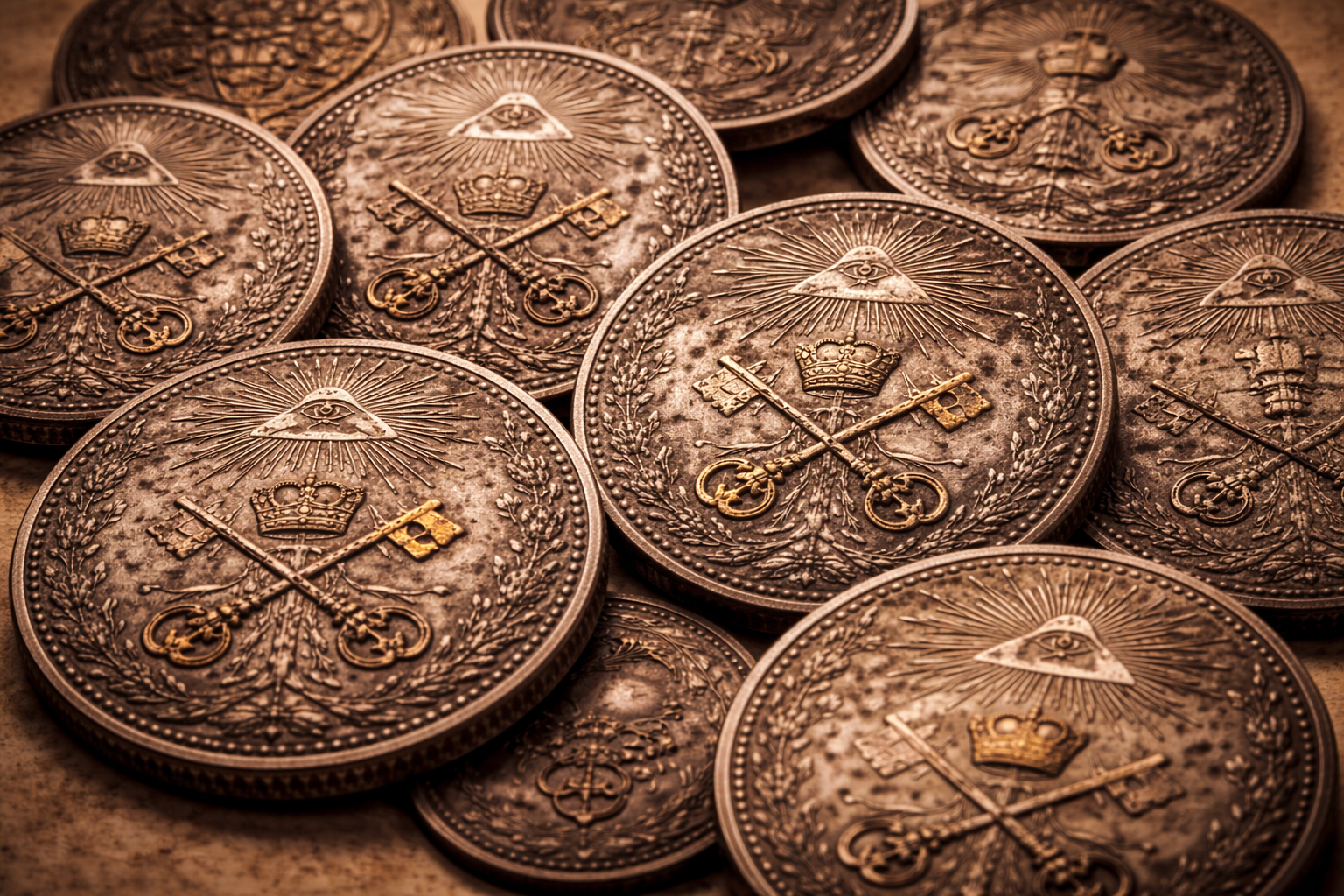 Ancient coins with shared symbols representing a common cultural identity