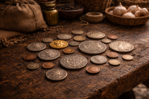 Everyday money used by ordinary people in the past.