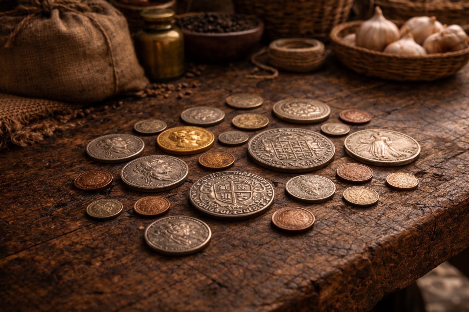 Everyday money used by ordinary people in the past.