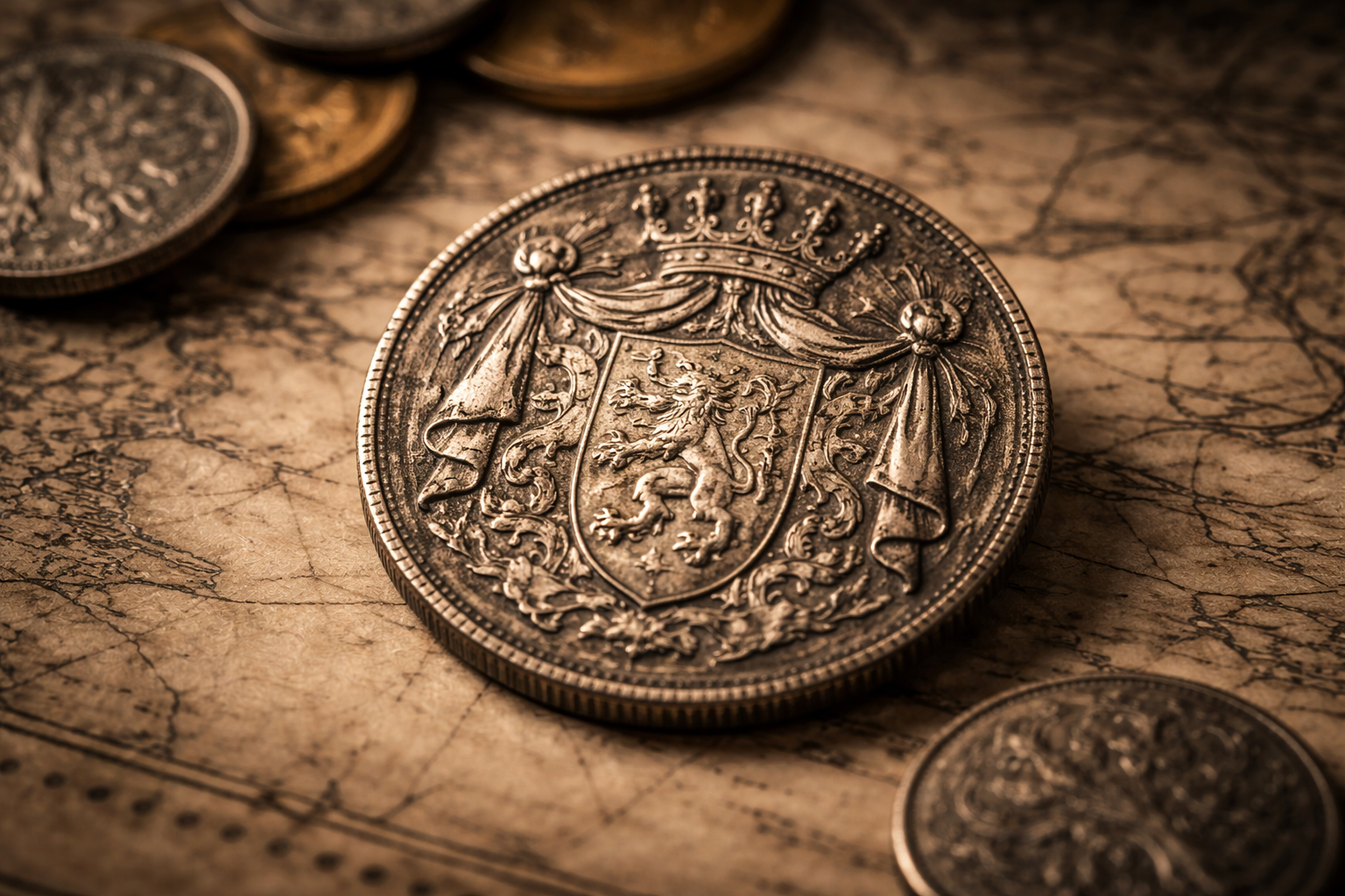 Flemish coin imagery reflecting political change in Europe