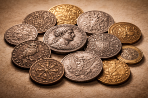 Historical coins showing familiar symbols that inspired trust