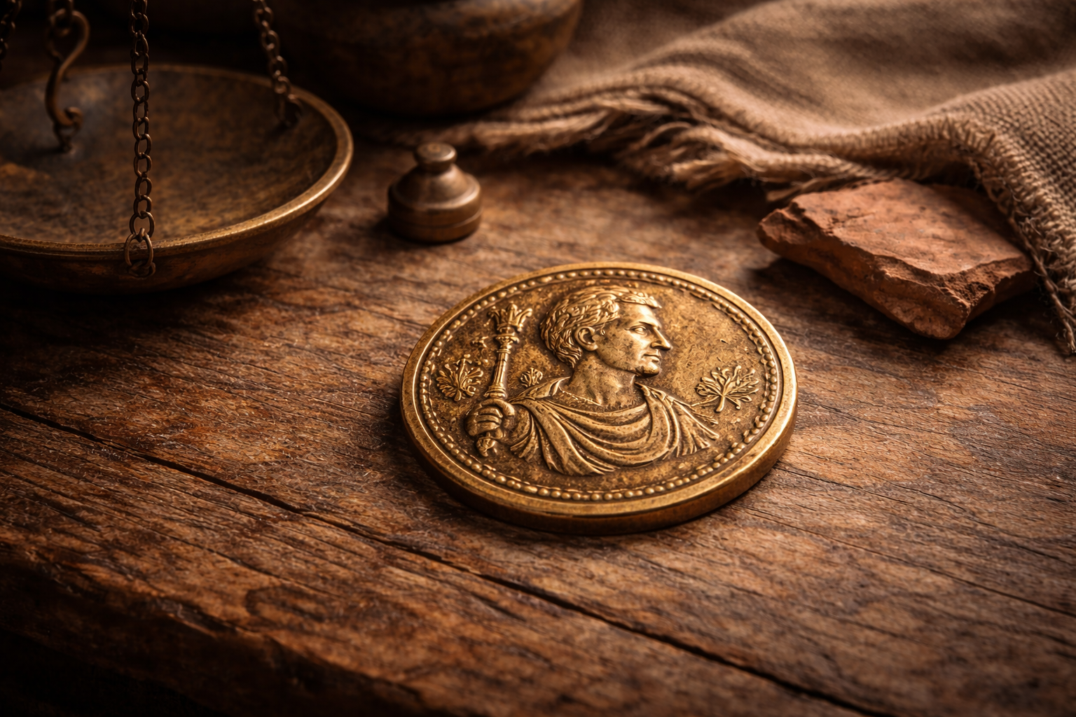 Roman coin representing everyday authority in Roman society