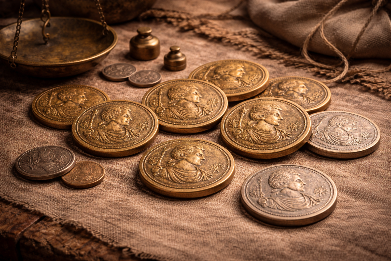 Roman coins used in everyday transactions reinforcing authority
