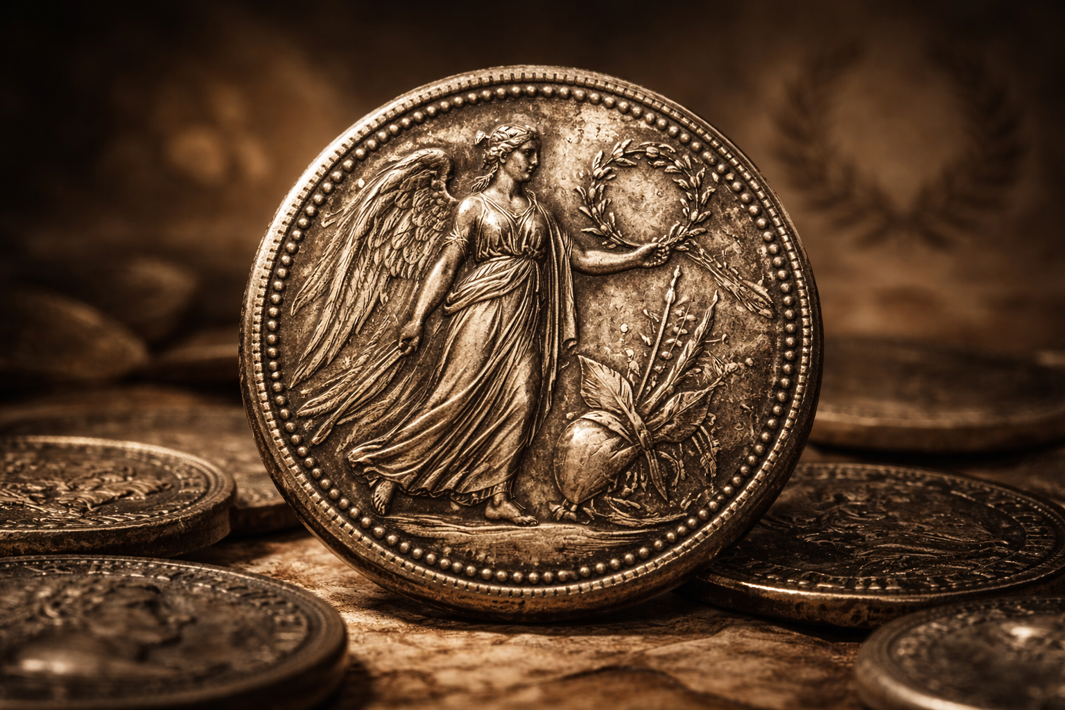 Symbolic imagery on Roman coins used to communicate victory and authority