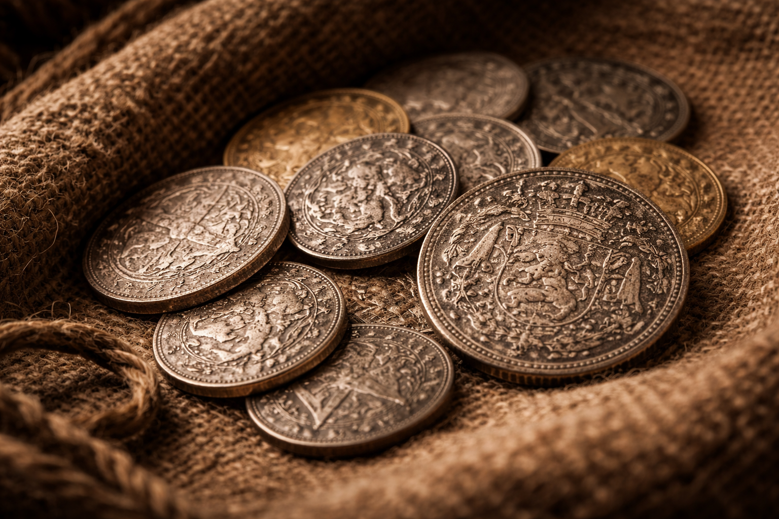 Worn Flemish coins showing trust built through circulation