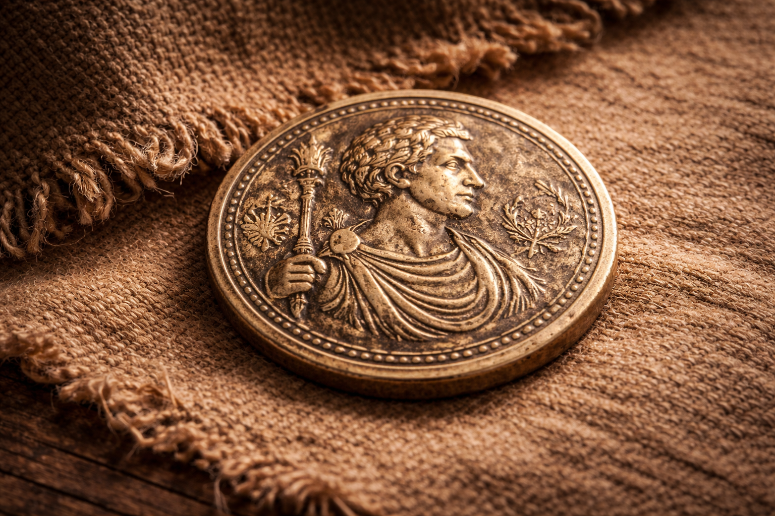 Worn Roman coin showing authority made familiar through circulation