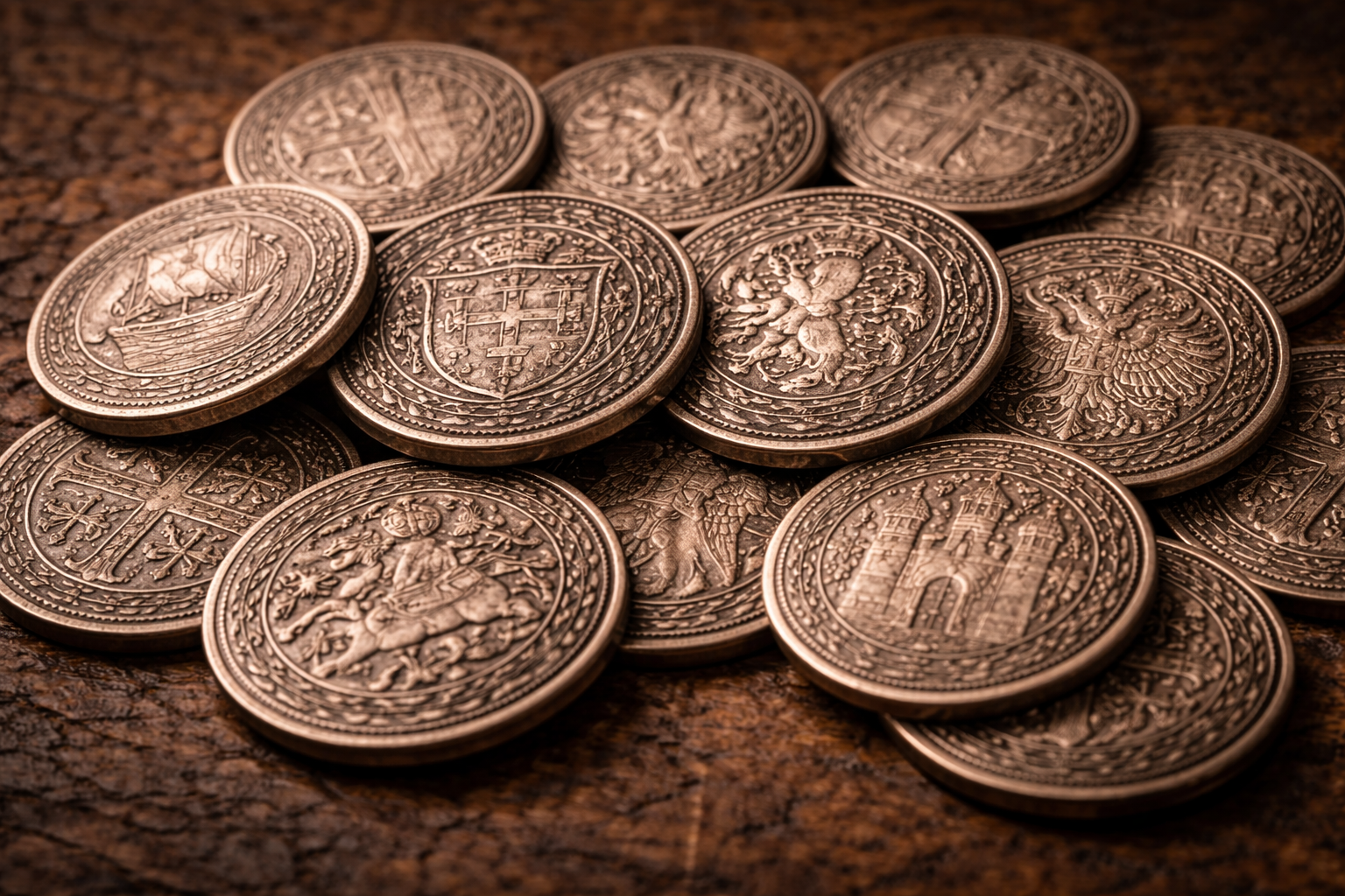 Worn historical coins representing shared circulation and social belonging