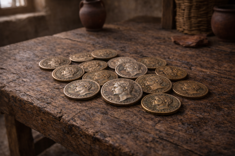 Ancient Roman coins showing how Romans paid for daily life