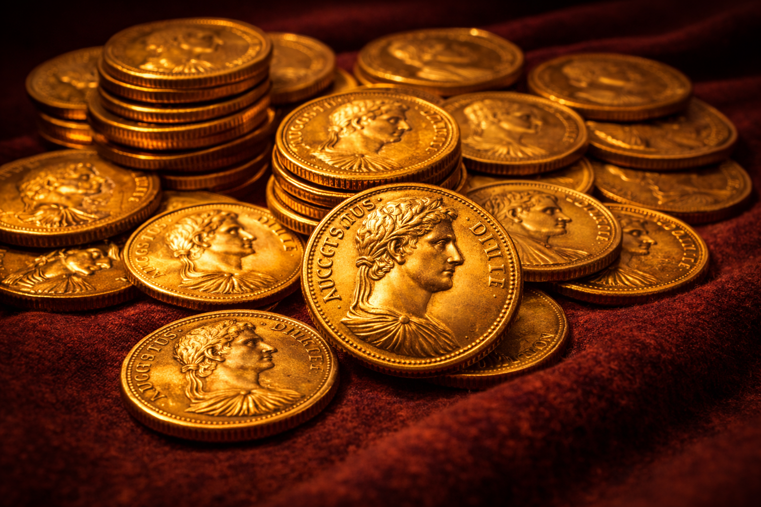 Roman aureus coins showing gold purity and imperial imagery