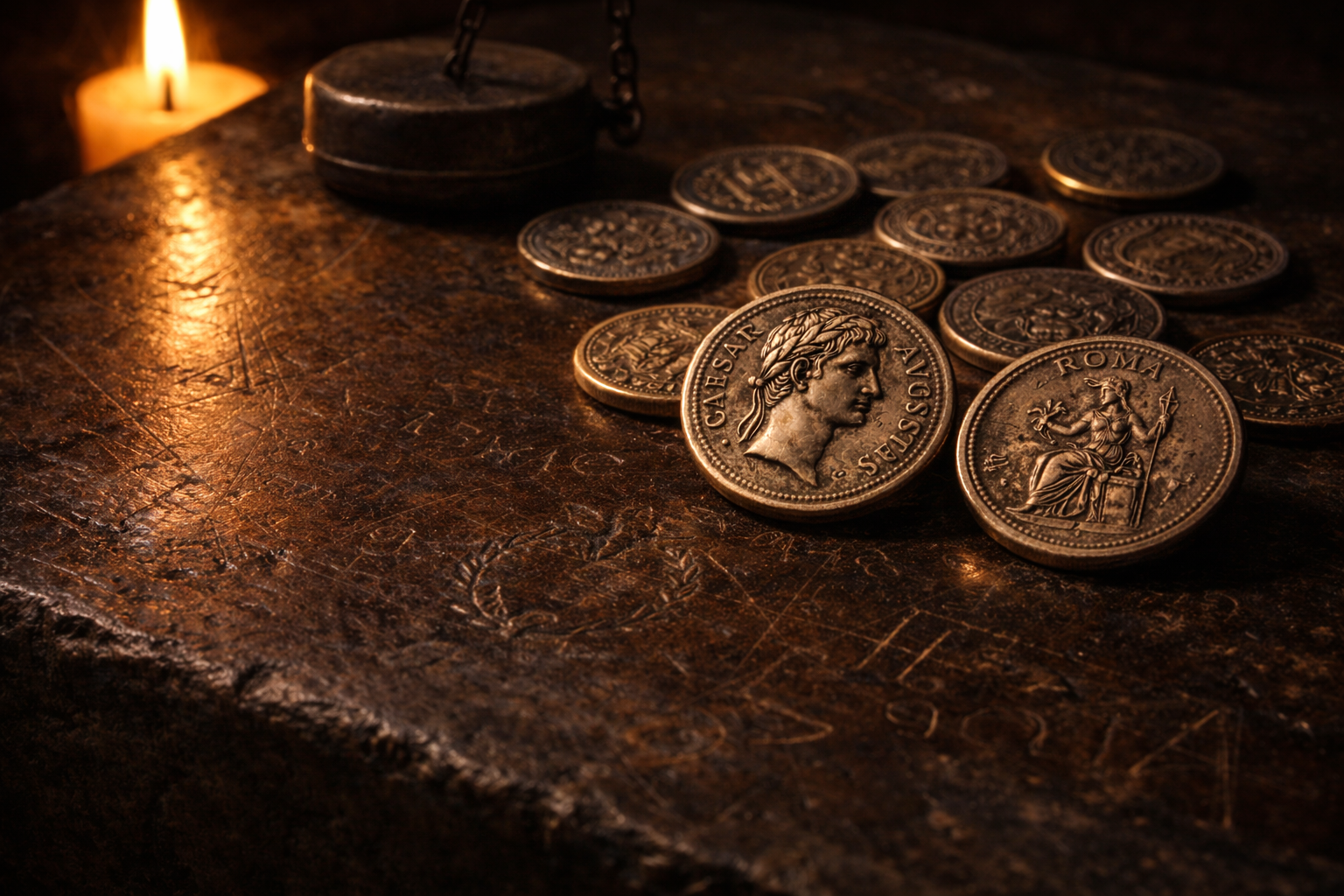 Roman coin symbols showing social order and shared values.