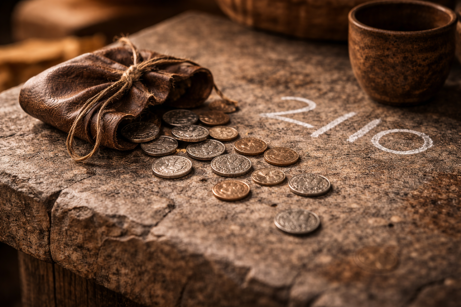 Small coin stack used at home for routine planning and small needs.