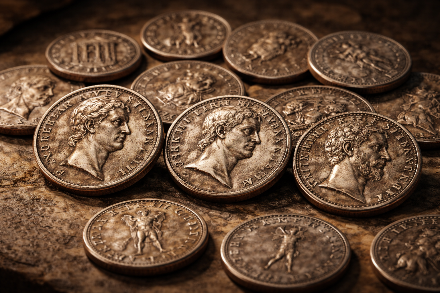 Roman coins showing consistency across centuries