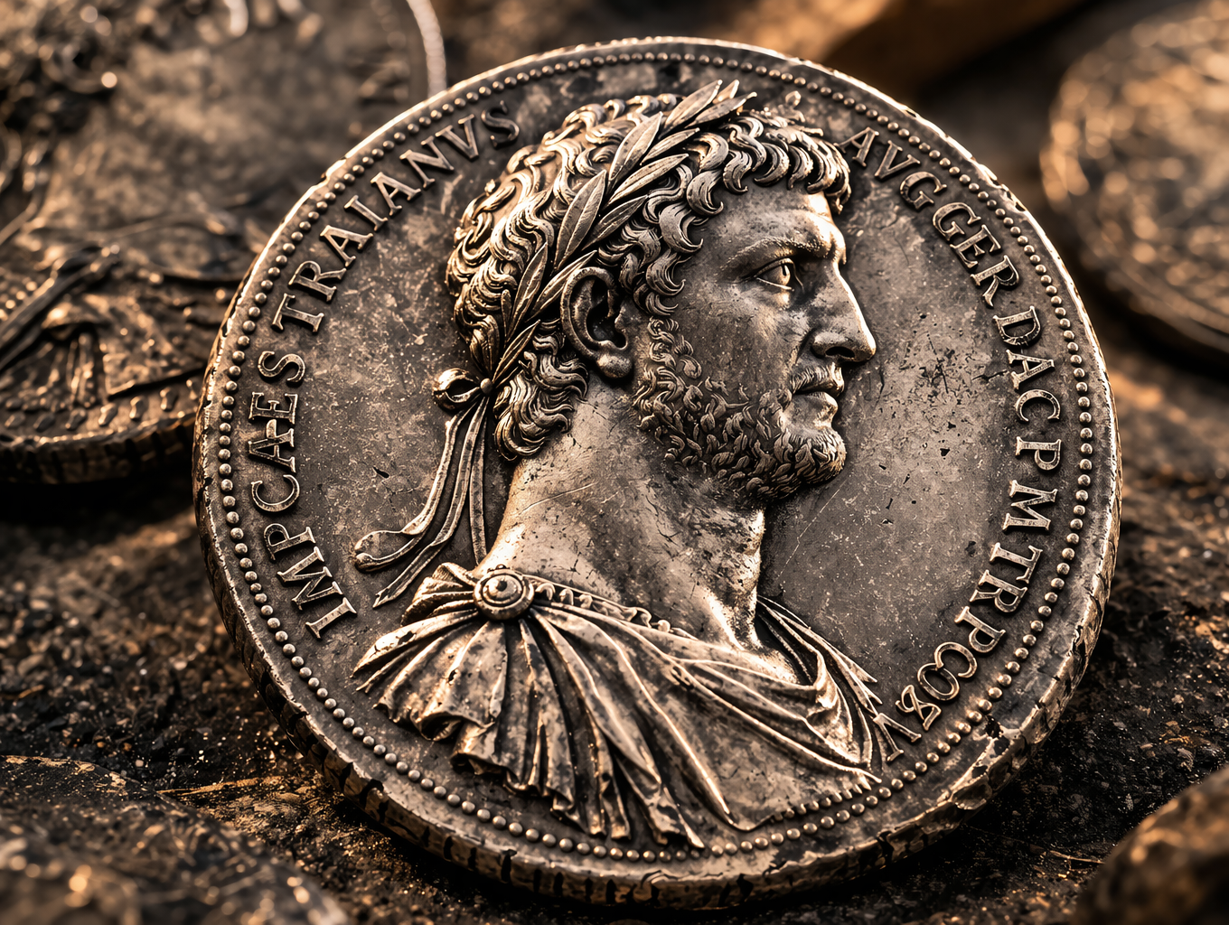 Roman coins showing different emperors over time