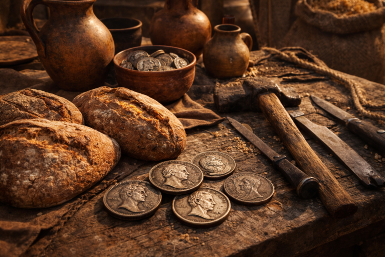 Roman coins used in everyday market life