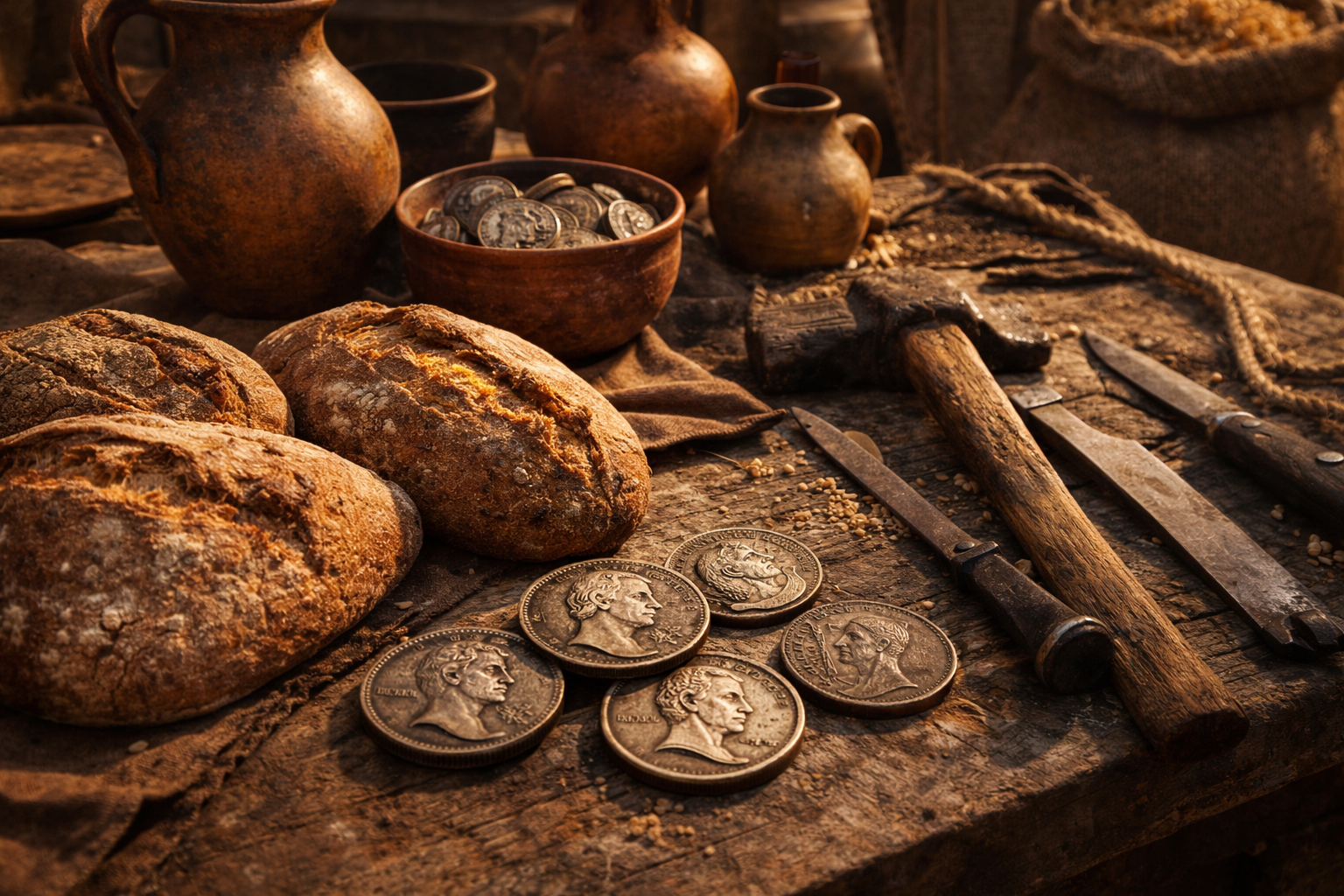 Roman coins used in everyday market life