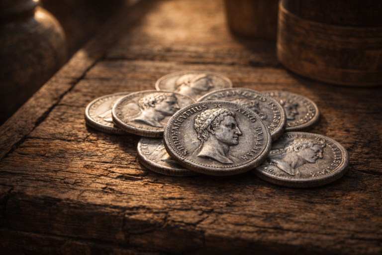 Roman denarius coins used in ancient markets