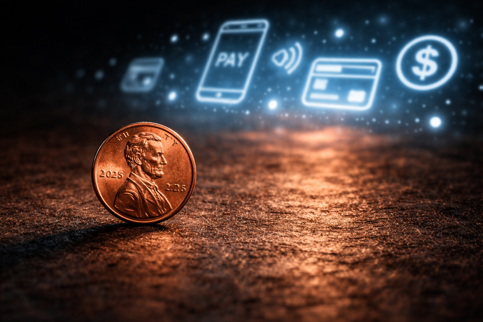 Single U.S. penny standing out despite the rise of digital payments