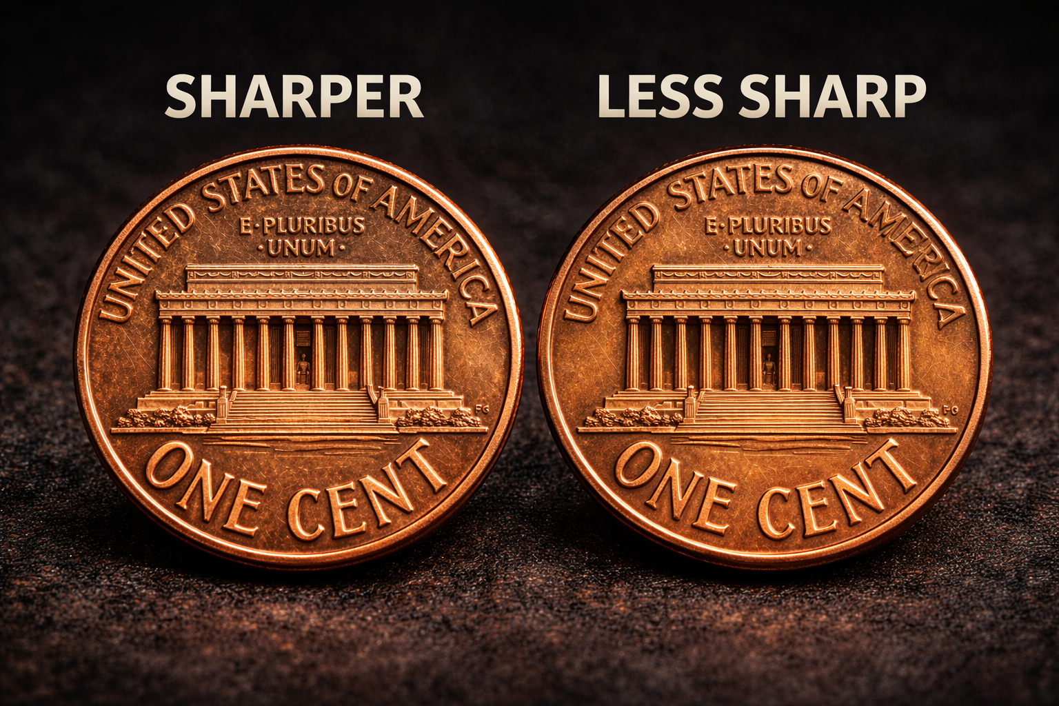 Sharpness comparison of Lincoln pennies
