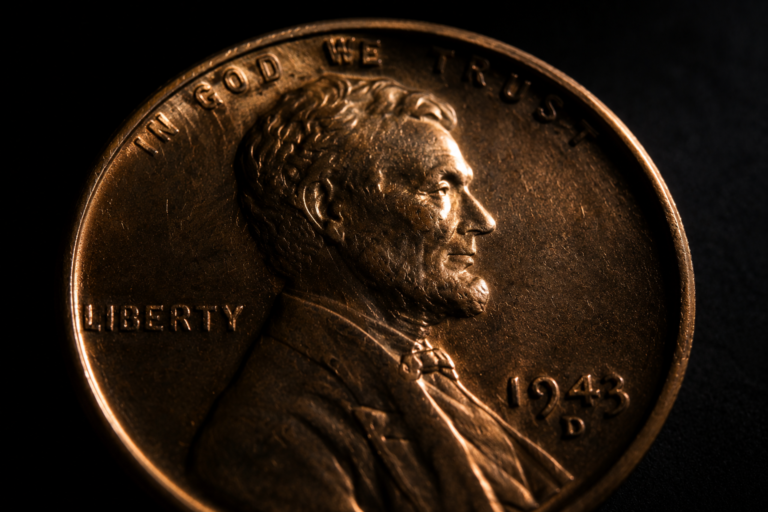 Penny under directional light revealing changing surface details