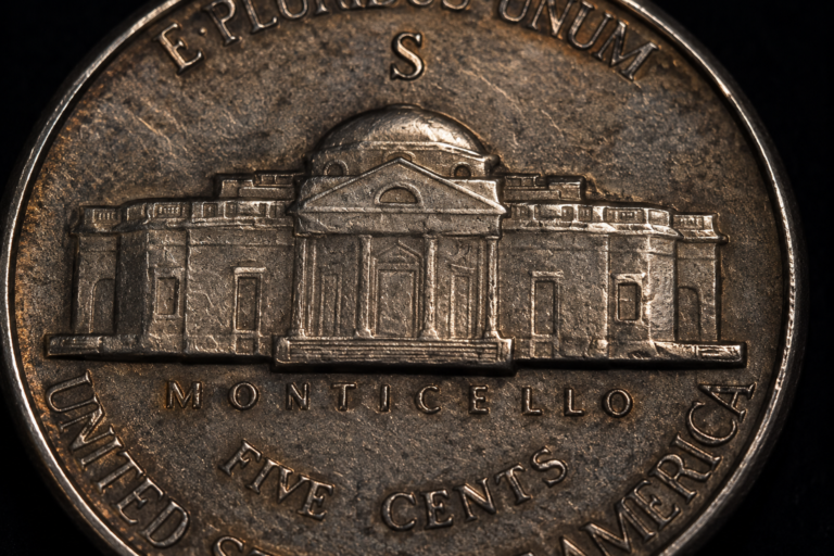Close-up of a coin showing the highest design points used to evaluate wear and preservation