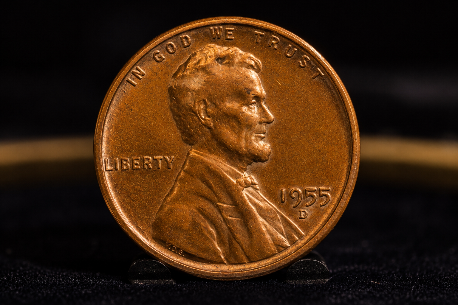 Collector examining missing design details on a Lincoln cent