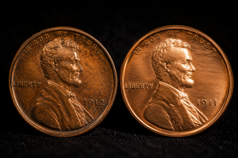 Original Lincoln cent surfaces compared with an unnaturally shiny cleaned coin