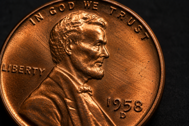 Lincoln Wheat cent open field revealing fine hairlines and contact marks under directional light